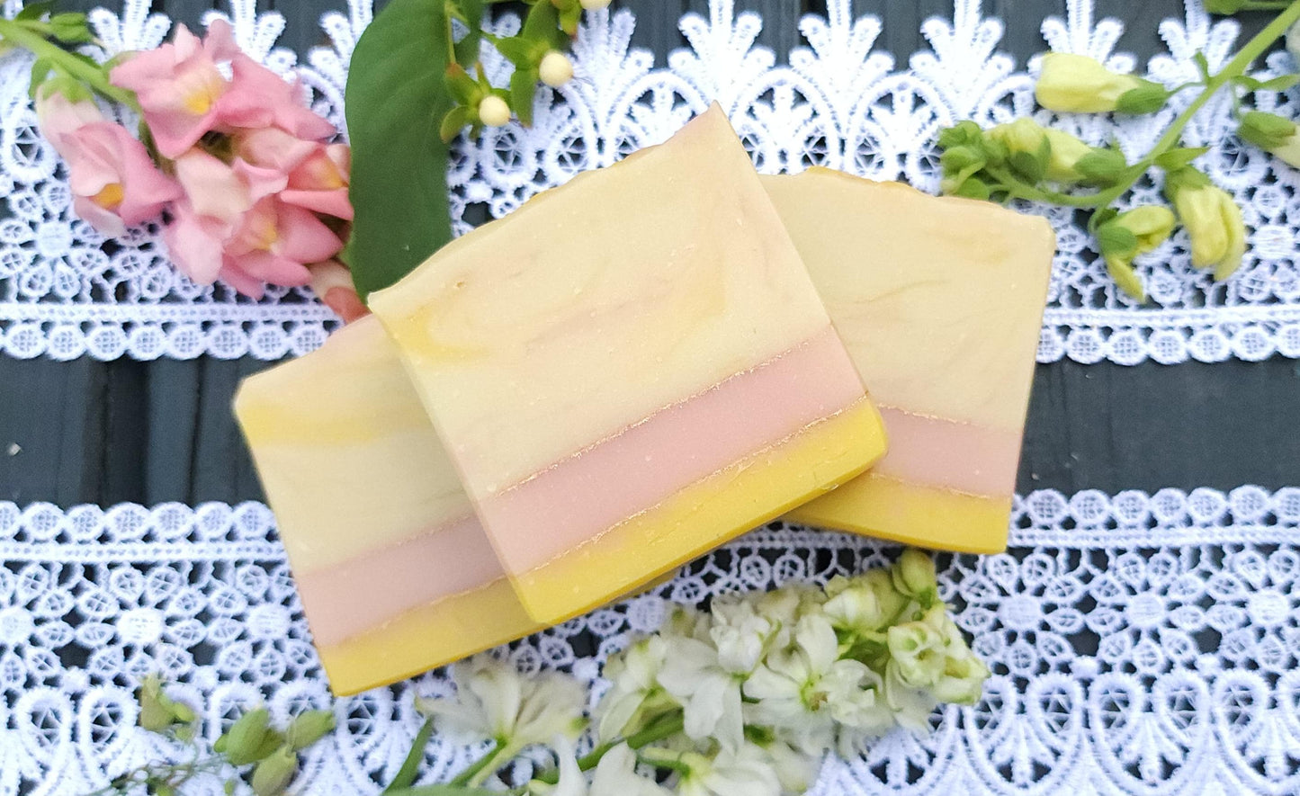 Pink Pineapple Sunrise Cold Processed Soap || gifts under 10 || handmade soap
