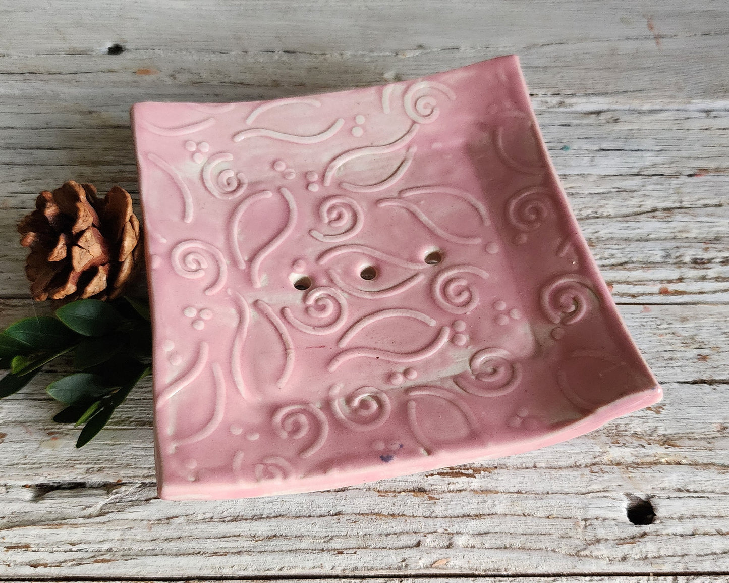 Pink Handmade Ceramic Soap Dish || Well draining || Introductory Price