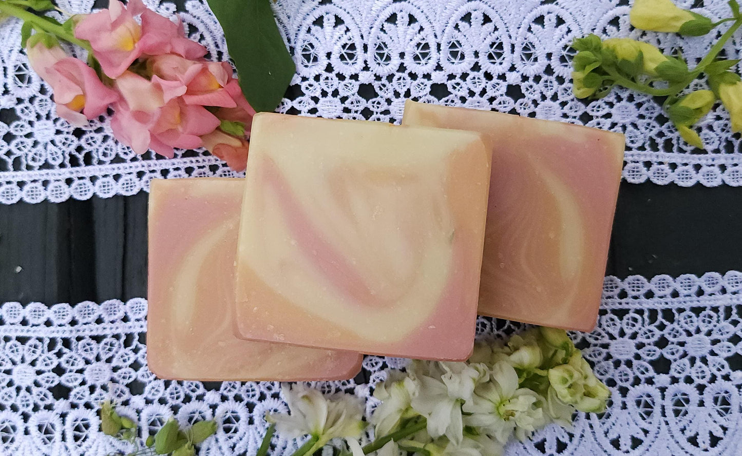 Pink Peach Blossom Cold Processed Soap || gifts under 10 || handmade soap